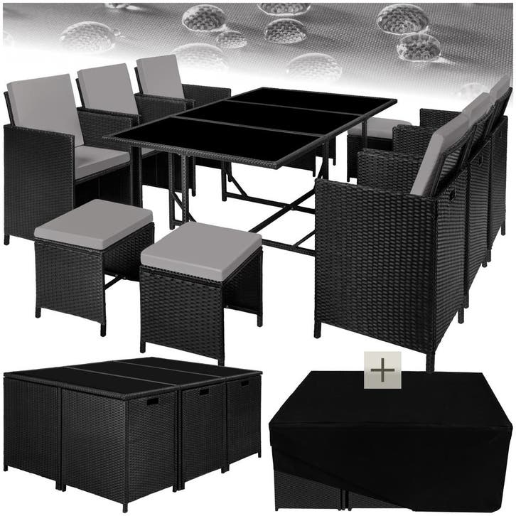 Wicker zitgroep Malaga 6+4+1 met beschermhoes, Tuin en Terras, Tuinsets en Loungesets, Verzenden