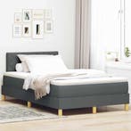 vidaXL LED Box Spring Bed met hoofdeinde Donkergrijs 120 x, Verzenden, Nieuw