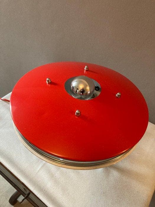 Itho - Lampe - Acier - Lampe UFO convertie dune Kachel., Antiquités & Art, Antiquités | Assiettes décoratives & Carrelages