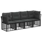 vidaXL Buiten bank set met kussen 4 pcs Zwart Polyester, Verzenden