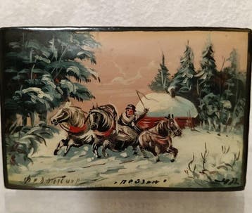 Fedoskino - Vintage lacquer box Landscape, made at the