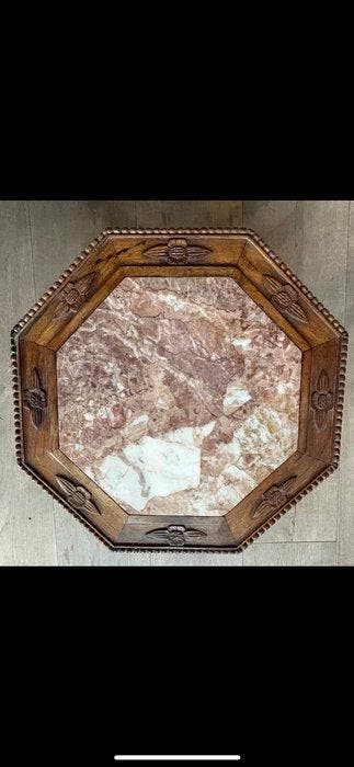 Bijzettafel - Rouge / rosé geaderd marmer - Frankrijk - rijk, Antiek en Kunst, Antiek | Overige Antiek