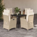 vidaXL 5-delige Tuinset met kussens poly rattan beige, Verzenden, Nieuw, Tuinset