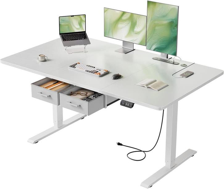 Zit sta bureau - Elektrisch - Verstelbaar - 140x80cm - Wit -, Maison & Meubles, Bureaux, Envoi