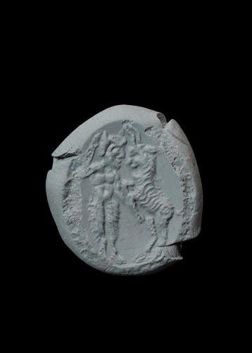 Oud-Romeins IJzer Ringzetting met hardstone-intaglio van