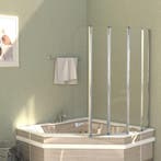 vidaXL Badwand 120x140 cm gehard glas transparant, Verzenden