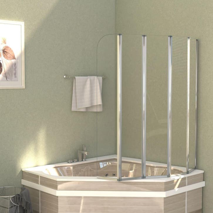 vidaXL Badwand 120x140 cm gehard glas transparant, Bricolage & Construction, Sanitaire, Envoi