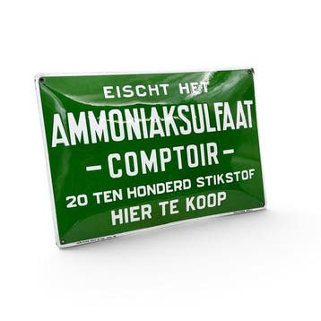 Polstobb - Belgisch emaille bord, Ammoniaksulfaat Comptoir,