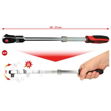KS Tools 3/8 SlimPOWER telescoopratel met scharnierkop, Auto diversen, Verzenden, Nieuw