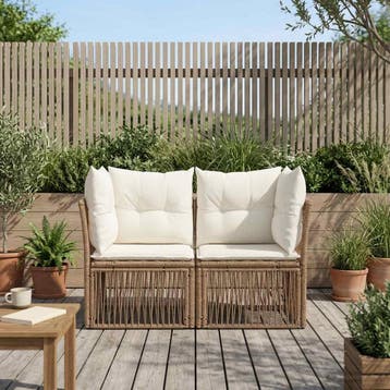 vidaXL Tuin Sofa 2-Aantal zitplaatsen Beige poly rattan, Verzenden, Nieuw