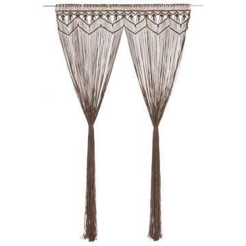 Rideau macrame taupe 140x240cm - Seconde chance boheme, Verzenden, Nieuw