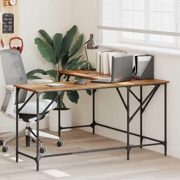 vidaXL Bureau Oud Hout Bewerkt hout 149 x 149 x 75 cm, Huis en Inrichting, Verzenden, Nieuw