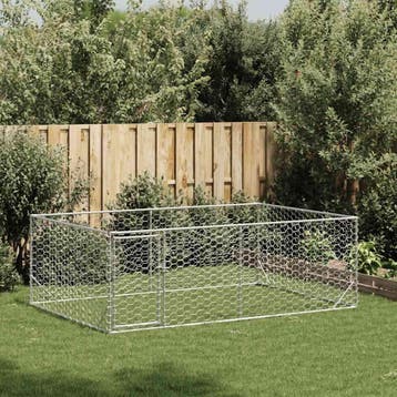 vidaXL Hondenhok voor buiten met deur 3x2x1 m gegalvaniseerd, Verzenden, Nieuw