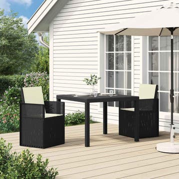 vidaXL Tuin Eettafel Set 3 st Antraciet- en crèmekleurig PP, Verzenden, Nieuw