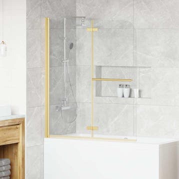 vidaXL Douche Omheining Transparant en Goud 120 x 140 cm, Verzenden