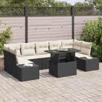 vidaXL Tuinbank Set met kussen 8 pcs Zwart en Crème, Verzenden