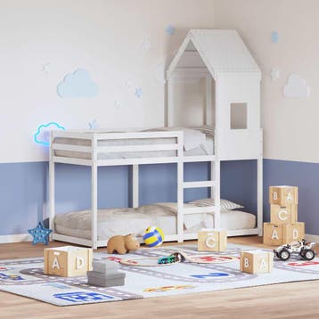 vidaXL Kinderbedhuisje 60x89x134,5 cm massief grenenhout wit, Verzenden, Nieuw