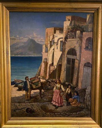 G.W.Brown (XIX) - Costiera campana con il Vesuvio sul fondo, Antiek en Kunst