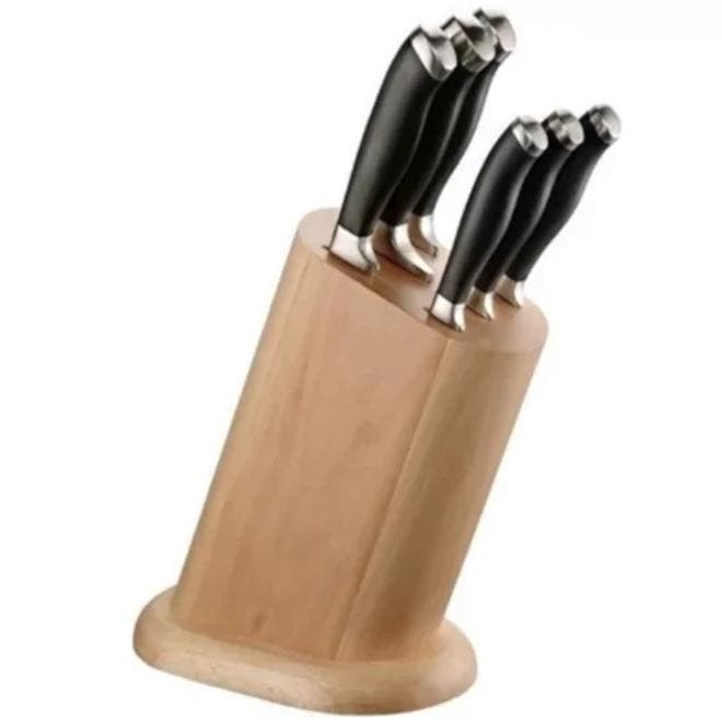 Messenset | RVS | Zwart | 6 Stuks | Incl. Messenblok |, Articles professionnels, Horeca | Équipement de cuisine, Envoi