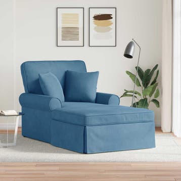 vidaXL Chaise Lounge met Rok 3 st Blauw Corduroy stof 91 x, Verzenden, Nieuw
