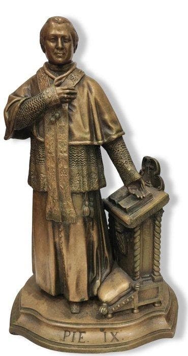 Emile Thomas - Beeld, Papa Pio IX - 34 cm - Brons - 1842, Antiquités & Art, Art | Art non-occidental