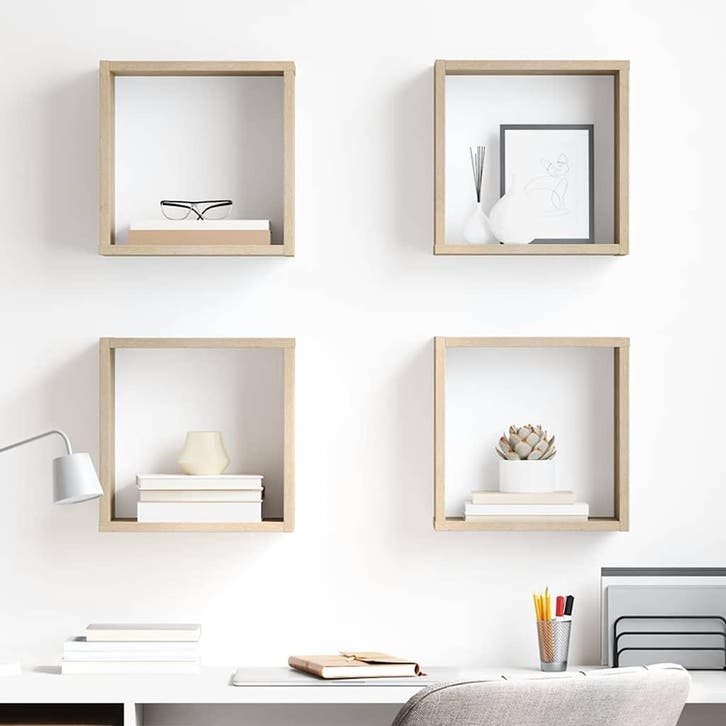 vidaXL Wandschappen kubus 4 st 30x15x30 cm sonoma, Huis en Inrichting, Kasten | Wandmeubels, Nieuw, Verzenden