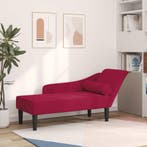 vidaXL Chaise longue met kussens fluweel wijnrood, Verzenden, Nieuw