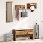 vidaXL Halmeubelset met lade met plank 4 pcs Oudhout Bewerkt, Verzenden, Nieuw