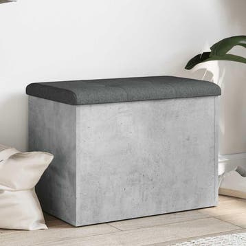 vidaXL Opbergbankje 62x42x45 cm bewerkt hout betongrijs, Verzenden, Nieuw