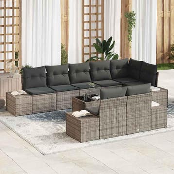 vidaXL Tuinbank Set met opslag Grijs Poly rattan, Verzenden, Nieuw