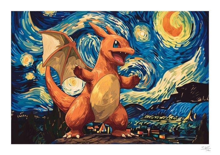 SKE - Charizard Night, Antiek en Kunst, Kunst | Designobjecten