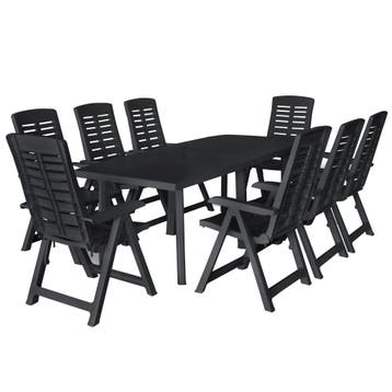 vidaXL 9-delige Tuinset kunststof antraciet, Verzenden, Nieuw, Tuinset