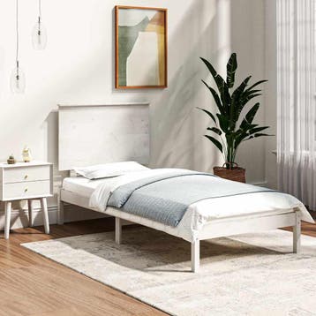 vidaXL Bedframe zonder matras massief grenenhout wit 90x200, Verzenden, Nieuw