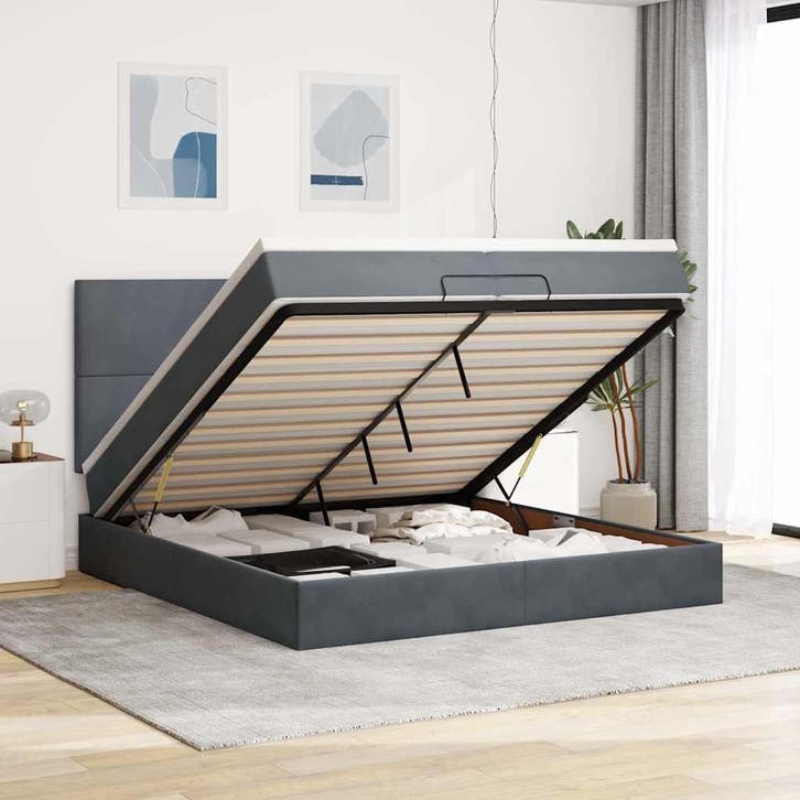vidaXL Ottoman bed met matrassen 200x200cm fluweel, Huis en Inrichting, Slaapkamer | Bedden, Nieuw, Verzenden