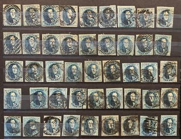 Belgique 1849/1861 - Leopold I : Lot détude de médaillons, Postzegels en Munten, Gestempeld