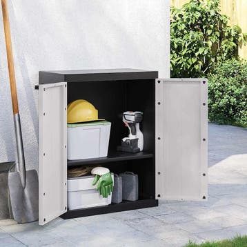 vidaXL Tuinkast 65x37x85 cm polypropeen grijs en zwart, Verzenden