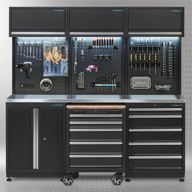 Datona Werkplaatsinrichting PREMIUM met RVS werkblad 204 cm, Doe-het-zelf en Bouw, Werkbanken, Ophalen of Verzenden