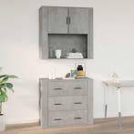 vidaXL Wandkast 80x33x80 cm bewerkt hout betongrijs, Huis en Inrichting, Verzenden, Nieuw