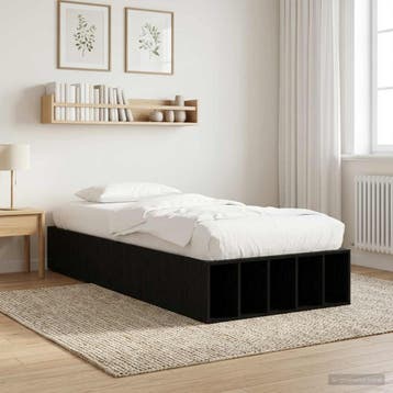 vidaXL Bedombouw met opslag Zwart eiken 80 x 200 cm Bewerkt, Verzenden, Nieuw