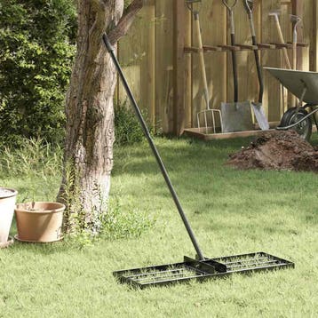 vidaXL Tuin Egaliseer Hark Zwart 75 x 25 x 200 cm, Verzenden, Nieuw