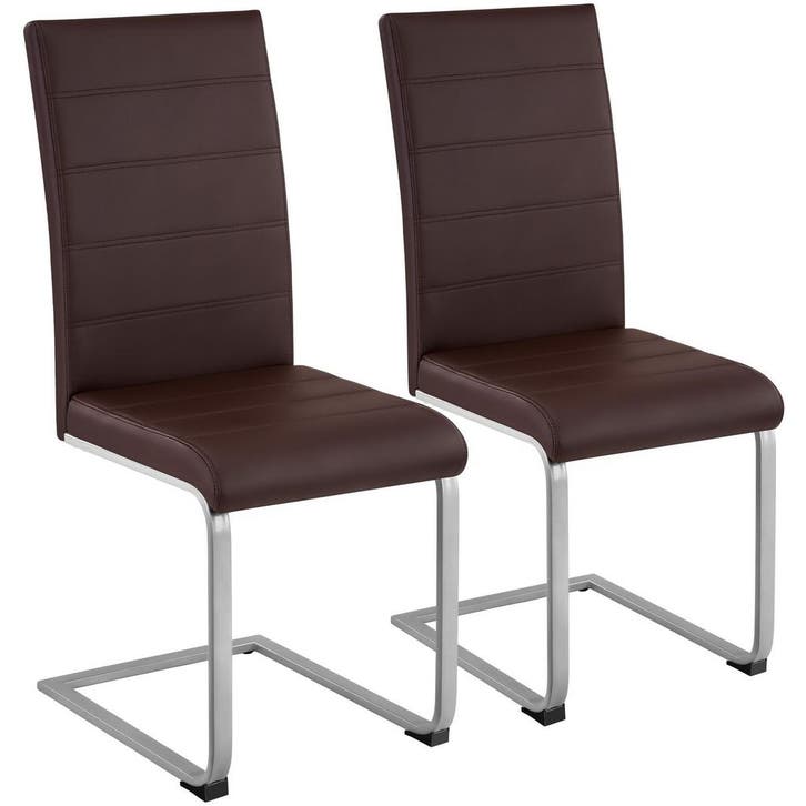 tectake Sledestoelen, kunstleer - bruin, Set van 2, Maison & Meubles, Chaises, Envoi