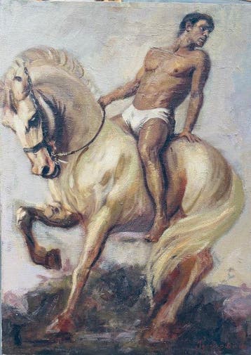 Italiaanse school (XX) - Da Ettore Tito, figura maschile su, Antiek en Kunst