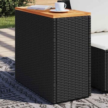 vidaXL Tuintafel met houten blad zwart 58x27,5x55 cm poly, Tuin en Terras, Tuintafels, Verzenden, Nieuw