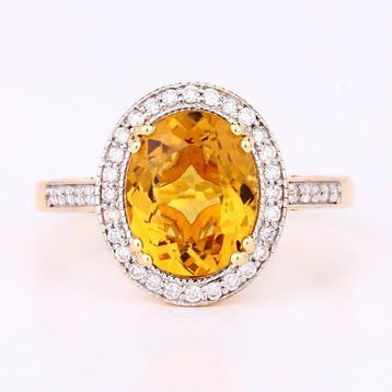 Ring - 14 karaat Geel goud - 2.80ct. tw. Heliodoor - Diamant, Nieuw