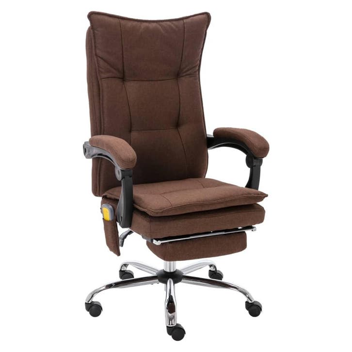 vidaXL Kantoormassagestoel stof bruin, Maison & Meubles, Chaises de bureau, Envoi