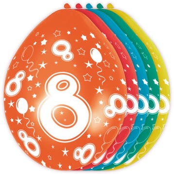 Ballonnen 8 Jaar Versiering 30cm 5st, Verzenden, Nieuw