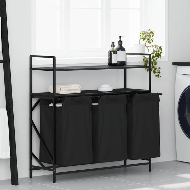vidaXL Wasmand 3 vakken met planken zwart eikenkleurig, Maison & Meubles, Accessoires pour la Maison | Autre, Envoi