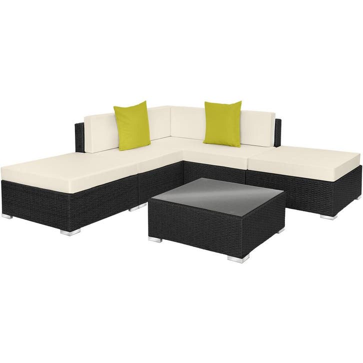 tectake Rotanlounge met aluminium frame Paris - zwart, Jardin & Terrasse, Ensembles de jardin, Envoi