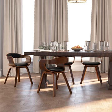 vidaXL Eetkamerstoelen 4 st gebogen hout en kunstleer zwart, Verzenden, Nieuw