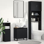 vidaXL Wastafel kabinet voor de badkamer Zwart Eiken 58 x 33, Verzenden, Nieuw